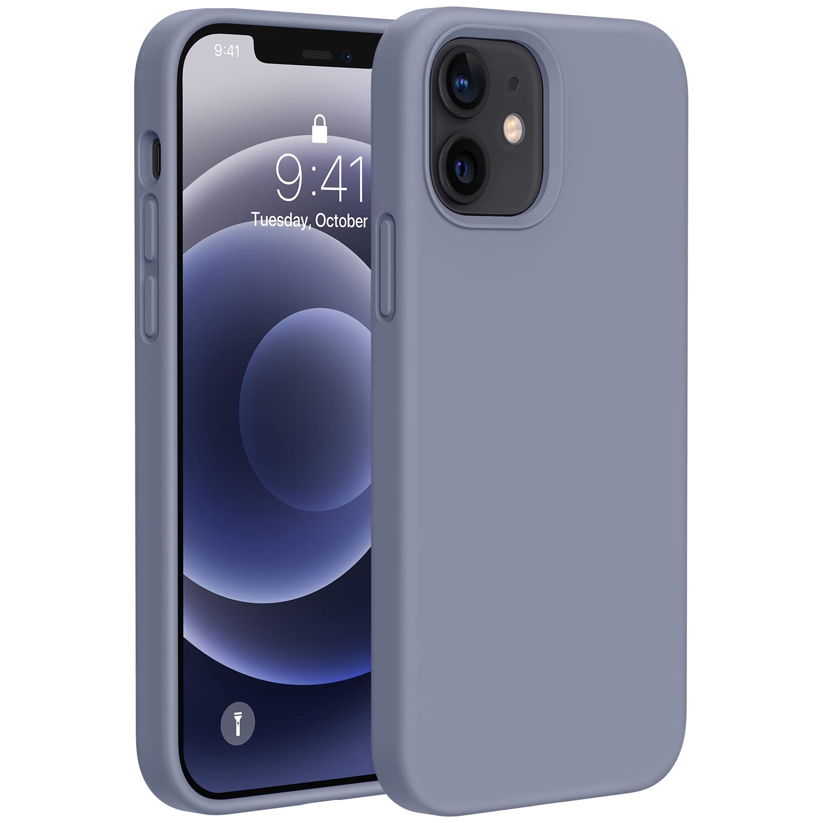 Miracase Silicone for iPhone 12 Case and iPhone 12 Pro Case, Lavender Gray