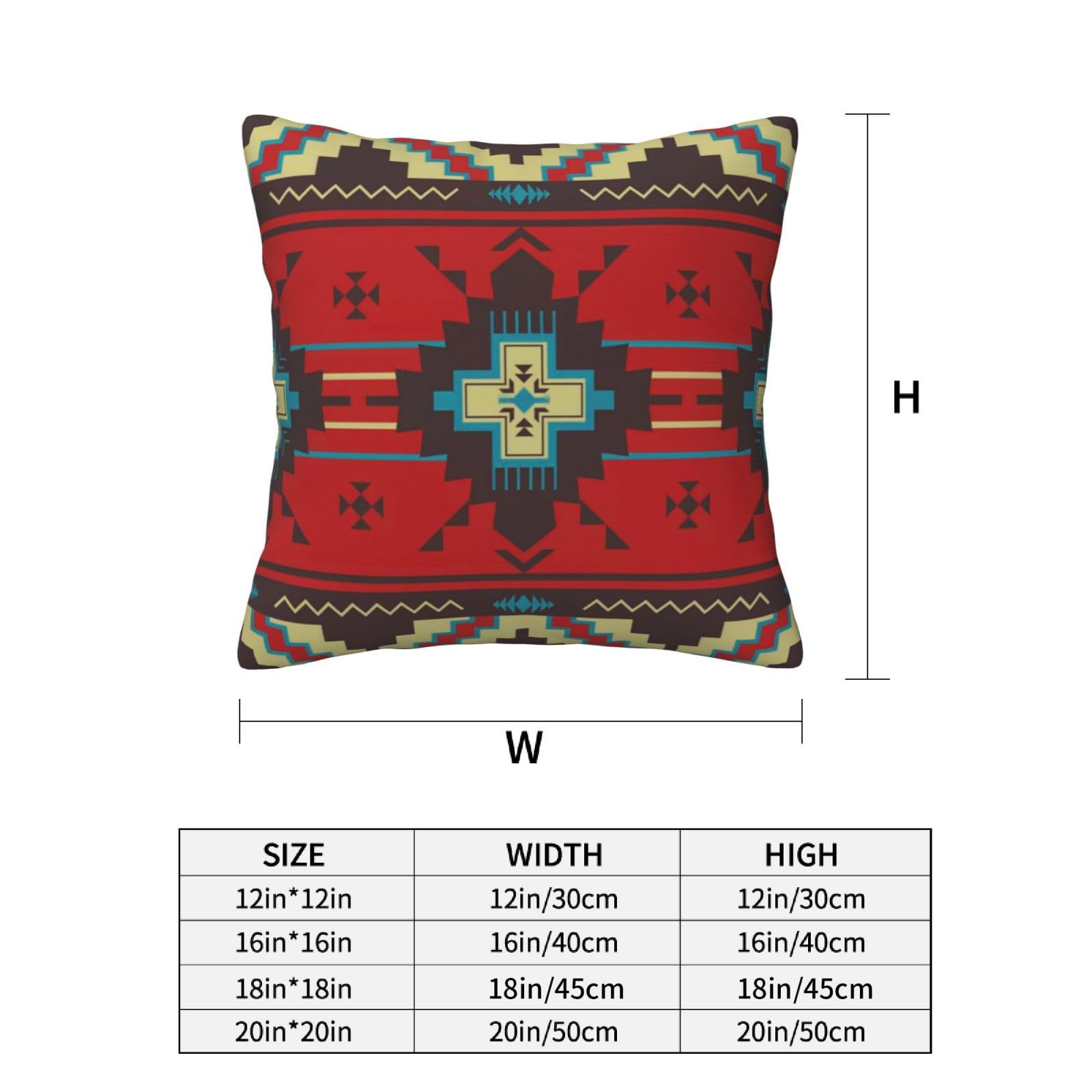 Lcokin Western Native American Throw Pillow Covers Set of 4 18x18 Inch, Decorative Aztec Southwestern Tribal Red Cushion Pillow Case for Bedroom Bed Outdoor Couch Sofa 4