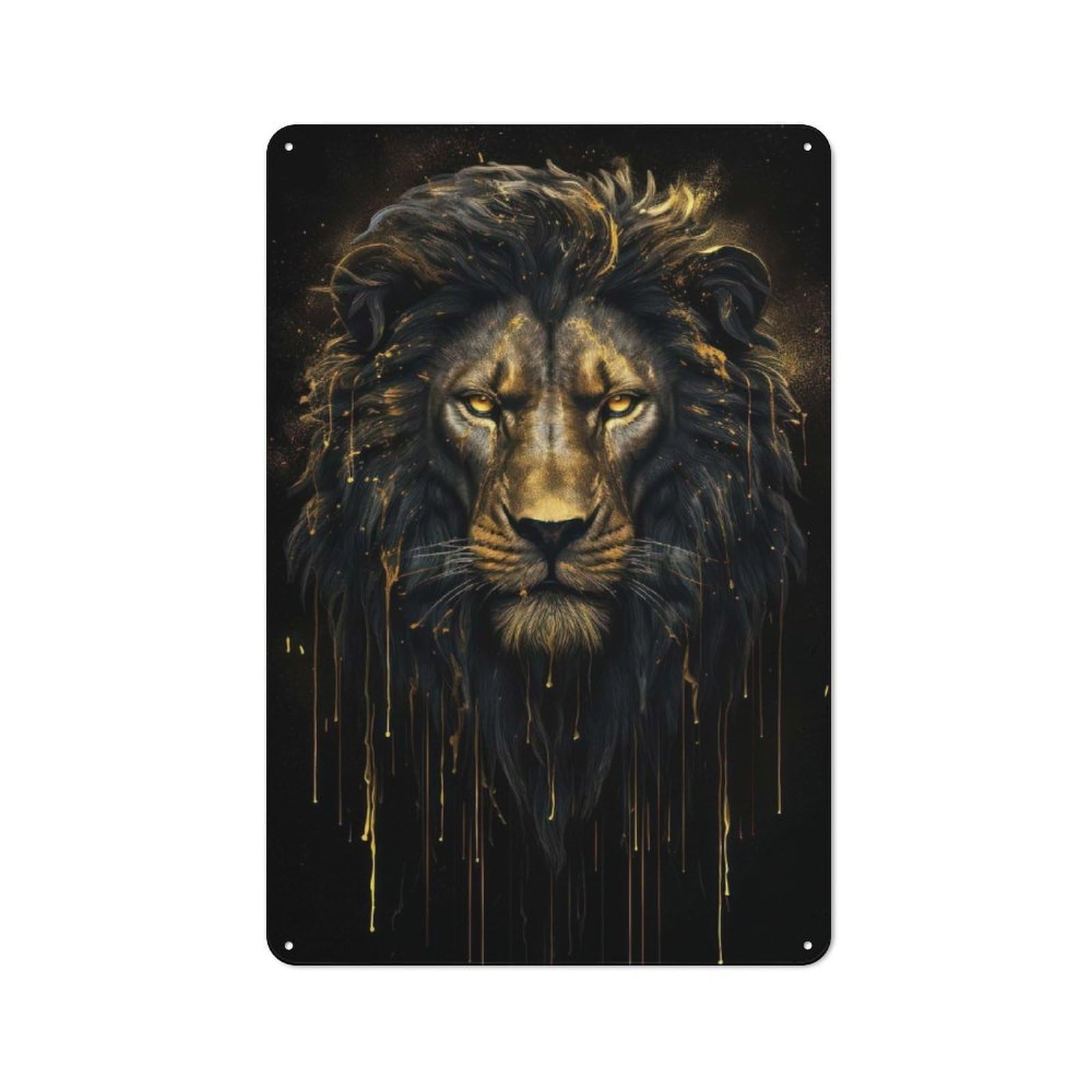 Junmoney Golden Lion Vintage Tin Sign 30X20cm Featuring For Bar Or Restaurant, A Decorative Christmas Gift For Bar Decor Enthusiasts