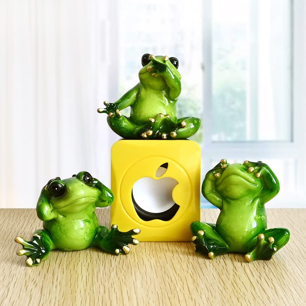 Frog Room Decor Amazing Ornament Collectible Cute Figurines Statue Home Office Desk Funny Decorations See Hear Speak No Evil