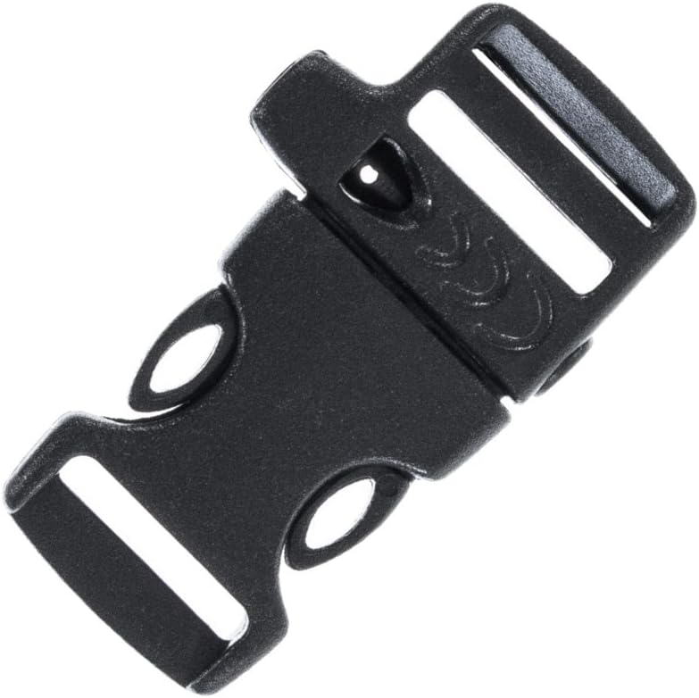 Craft County 3/4 Inch Whistle Emergency Side Release Buckles - Pack Sizes Range from 5-100 - For Paracord Bracelets, Lanyards (Black, 25 Pack)
