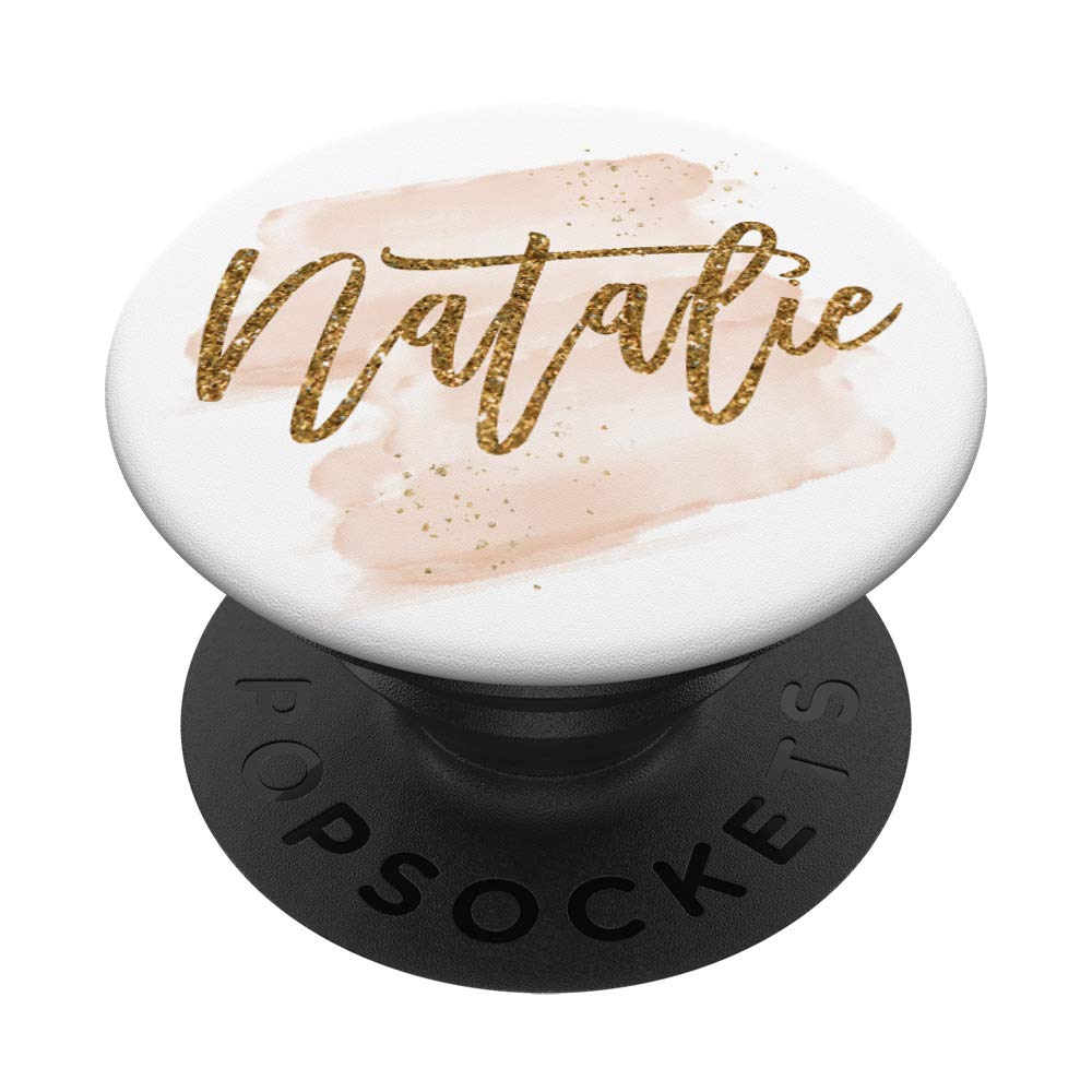 Personalized Gift Natalie Faux Gold Script for Girls Ladies PopSockets PopGrip: Swappable Grip for Phones & Tablets