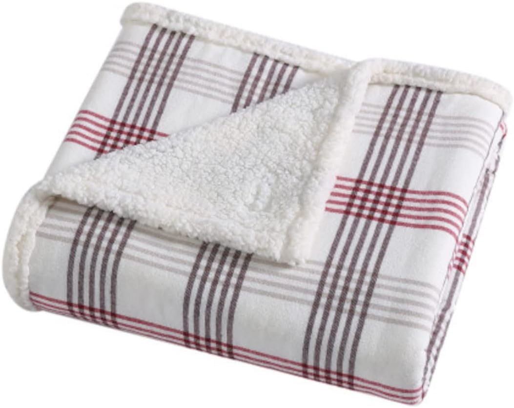 Eddie Bauer Ultra-Plush Collection Throw Blanket-Reversible Sherpa Fleece Cover, Soft & Cozy, Perfect for Bed or Couch, New Castle Red : Home & Kitchen