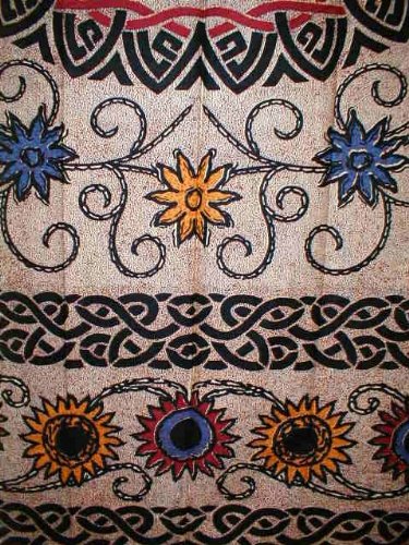 India Arts B002HST496 Celtic Sunflower Tab Top Curtain-Drape-Door Panel,Blue,44 Inch X 88 Inch thumb #1