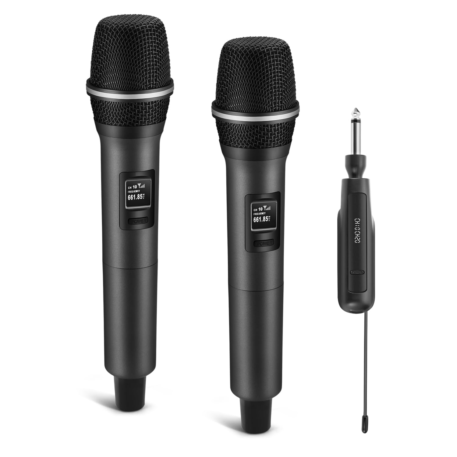 LUVUMVLT Wireless Microphones, Dual Handheld Dynamic Mic with Ultra-Stable Rechargeable Receiver | 200ft Freedom |Zero Dropouts | 40H Duration |Plug and Play| Karaoke Microphone for Singing, Meeting