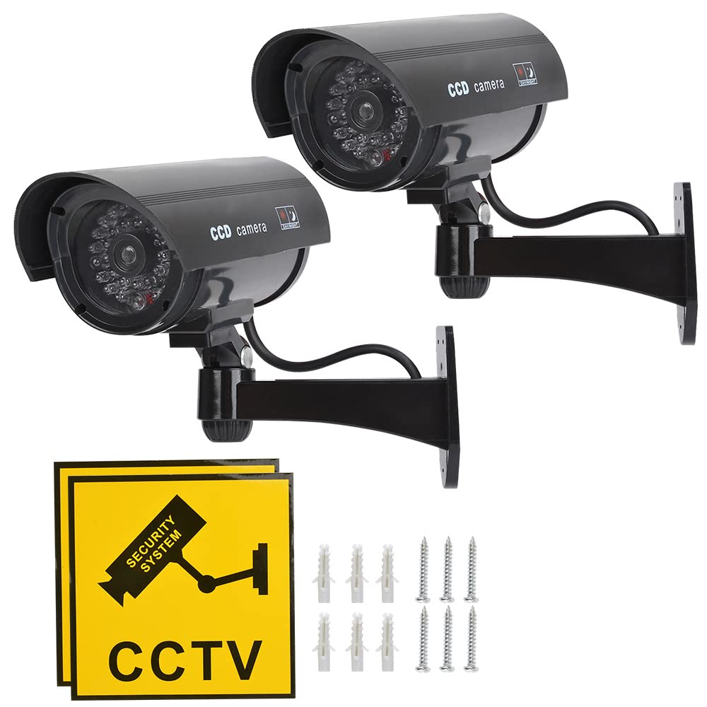 Telecamera Finta da Esterno 2 Pezzi con LED, Telecamere Finte per Esterni e Interni