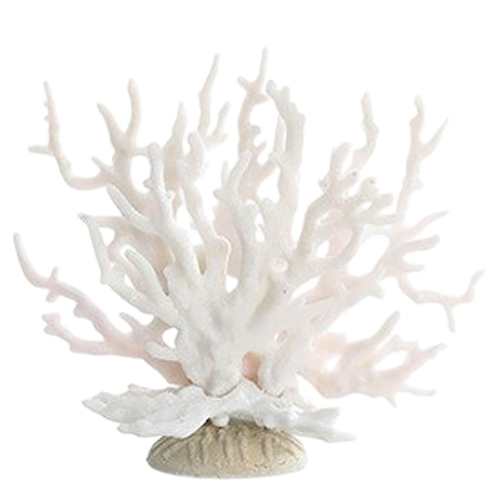 COYOUCO Decoración De Coral, Adornos De Resina De Coral Realistas, Plantas De Coral De Acuario De Resina Artesanal Ideal para Peceras Y Decoración De Mesa,Blanco