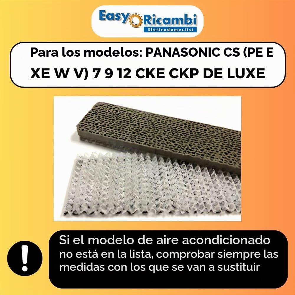 2 Filtros para Condicionadores (270x40mm) Filtro de Aire Acondicionado, Reemplazo para Filtros, Piezas de repuestos adecuados para Climatizadores: PANASONIC CS (PE E XE W V) 7 9 12 CKE CKP DE LUXE