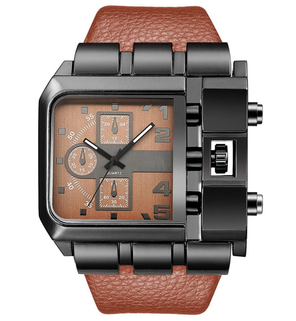 Hip hop Men's Watch Square Big Dial Watch Novel Face Dial Stainless Steel Quartz Gold Watches