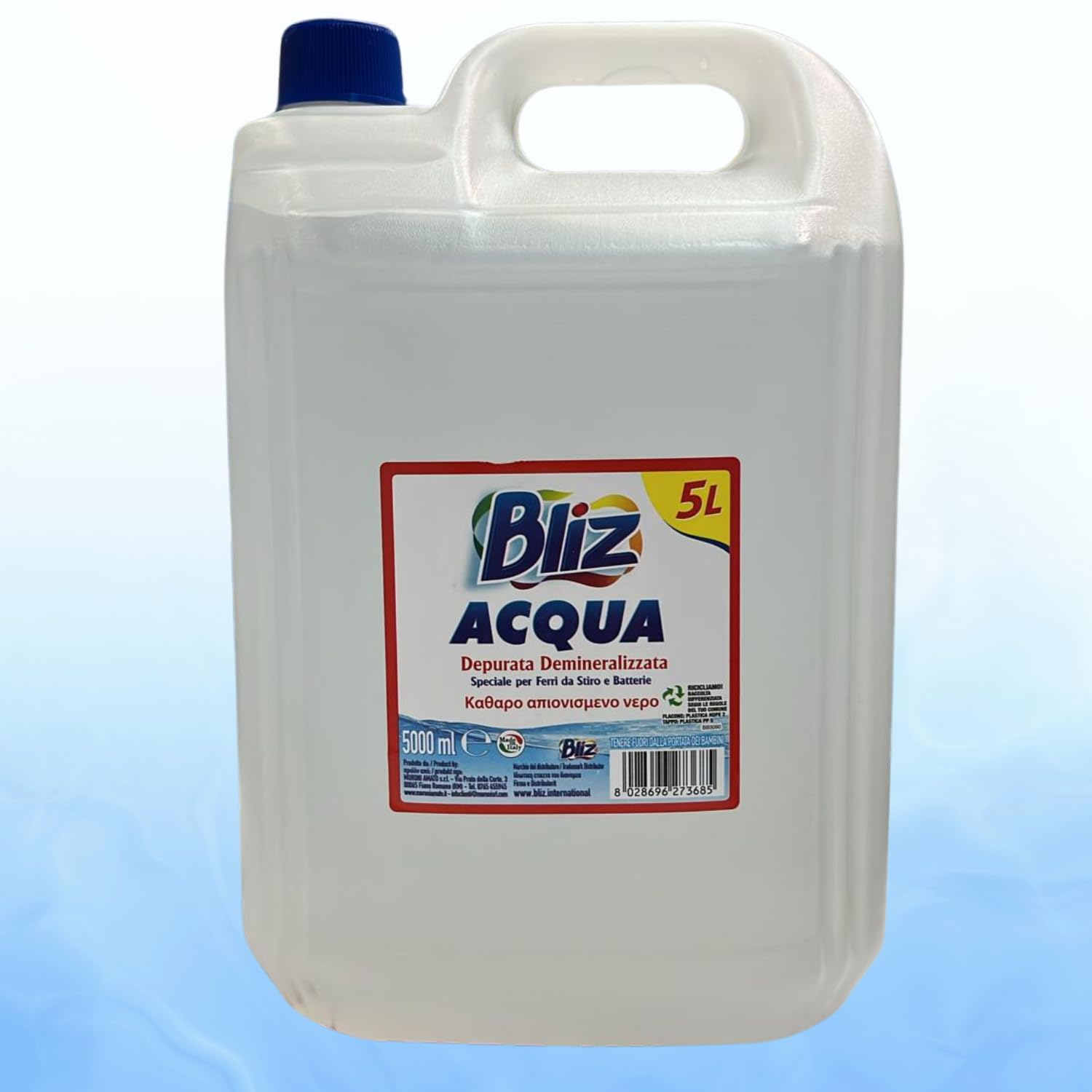 Acqua depurata demineralizzata in tanica 5L – ideale per ferro da stiro e usi tecnici kit con Spugna Brandizzata SPESA & RISPARMIO Inclusa – Variazioni 4/8 Pezzi (8)
