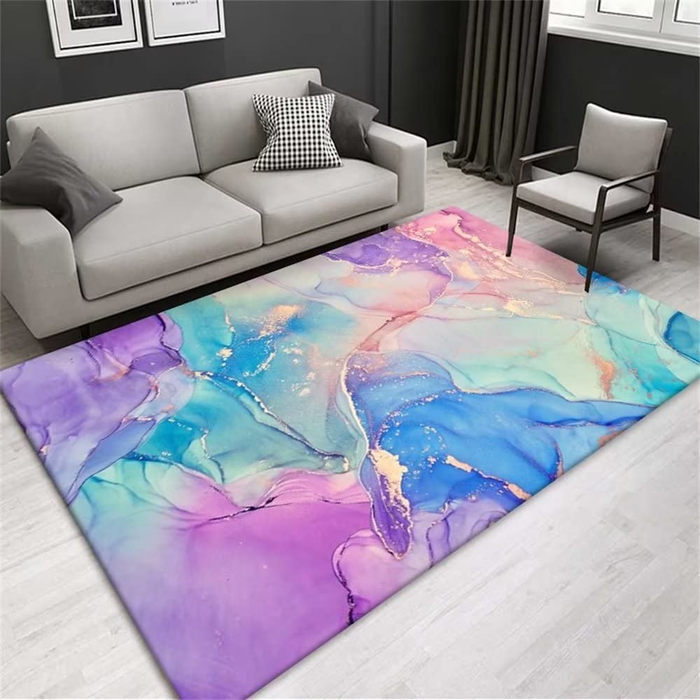 Tappeto Bambini Rettangolare 100x160 Cm Blu E Grigio | Morbido In Velluto Cristallo Con Fondo Antiscivolo