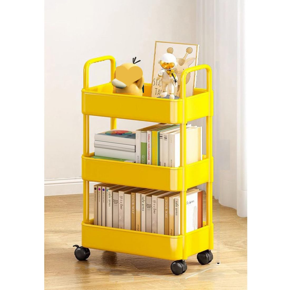 ウッドペッカー ワゴン カート ラック カゴ 収納 黄色 ポップ