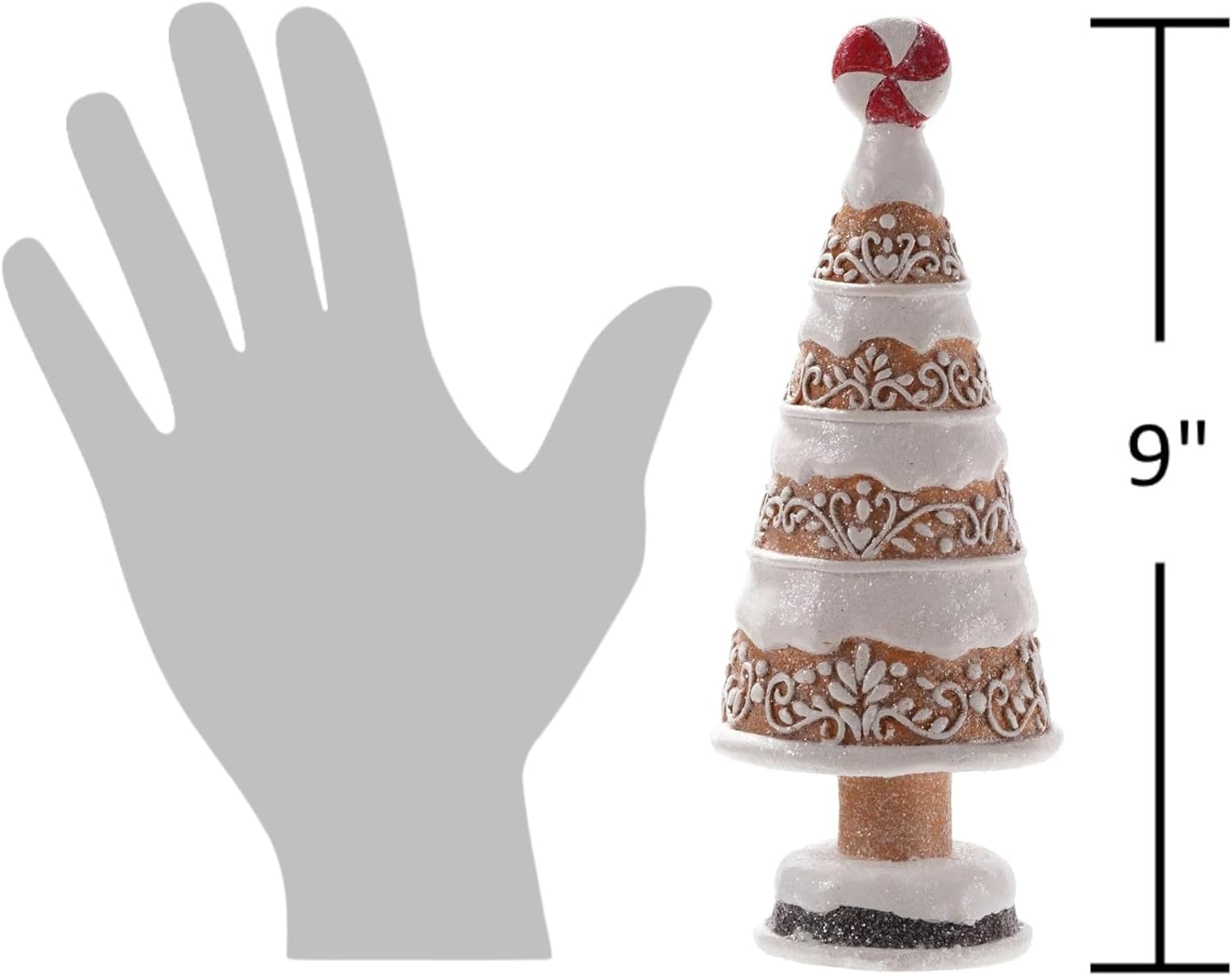 The Bridge Collection Gingerbread Candy Tree Figurine – Decorative Holiday Tabletop Piece – Christmas Tree Accent with Glitter and Peppermint Detail - Image 2