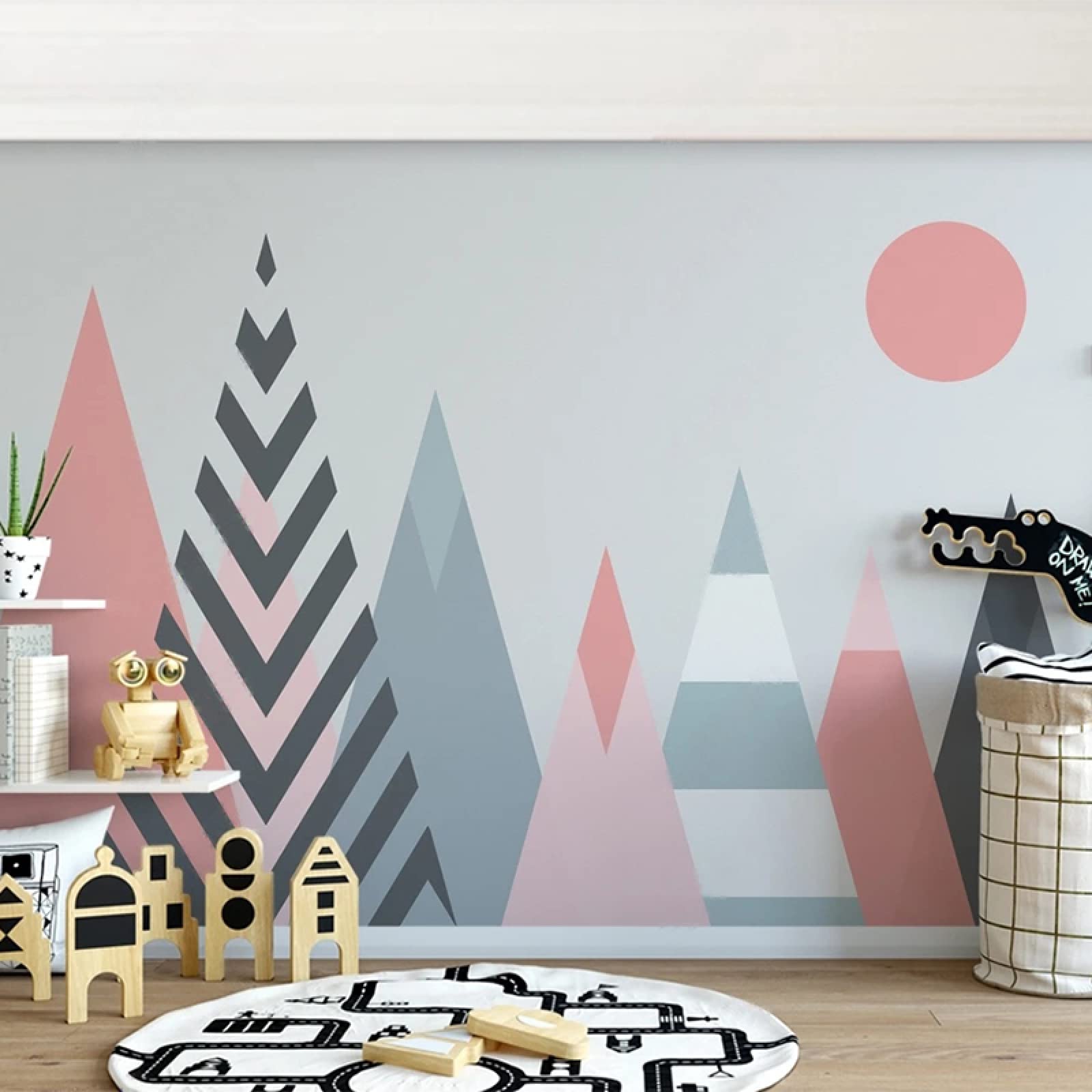 Peinture murale géométrique 3D style nordique haut de gamme pour grand salon