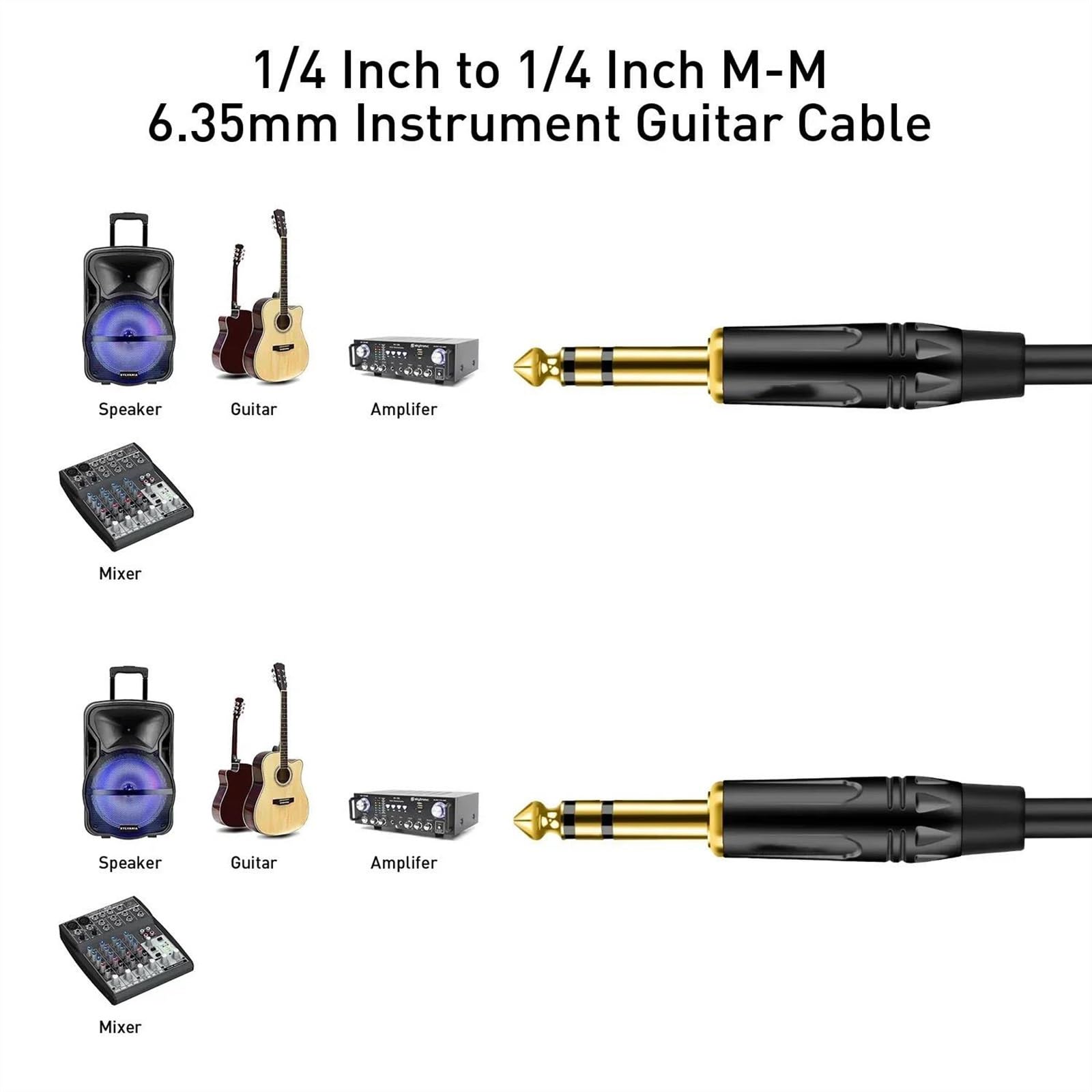TSTS Cavo Strumento per Chitarra Cavo Per Chitarra Da 6,5 ​​mm Maschio A Maschio Da 1/4 Di Pollice Cavi Stereo Per DJ Cavo Amplificatore Per Amplificatore Tastiera Mixer(Type2,10m)