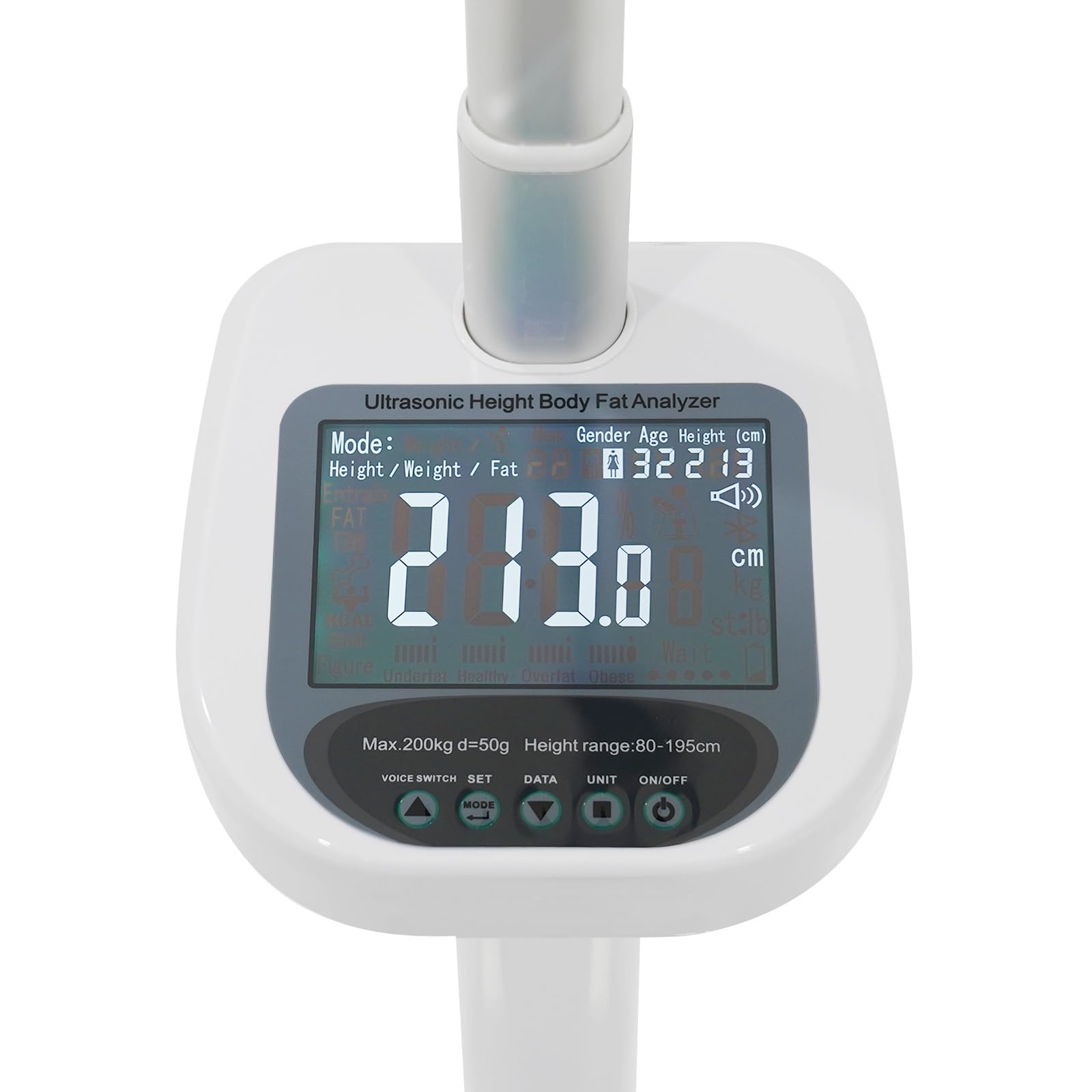 Professional Digital Physicians Scale - Ultrasonic Height & Weight Medical Scale, Accurate Body Fat Analyzer, 440 lbs Capacity, LCD Display for Health Monitoring