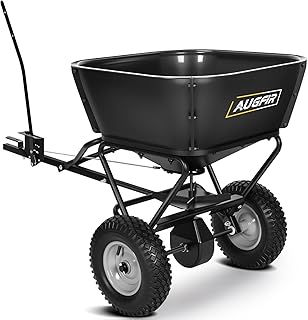 AugFir Tow Behind Broadcast Spreader, 130 LBS Pull Behind Lawn Garden Sp...