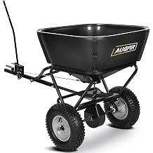 AugFir Tow Behind Broadcast Spreader, 130 LBS Pull Behind Lawn Garden Spreader with Adjustable Flow Control, 12 FT Spread Width Heavy Duty Fertilizer and Seed Spreaders for Riding Mower, Tractor, ATV