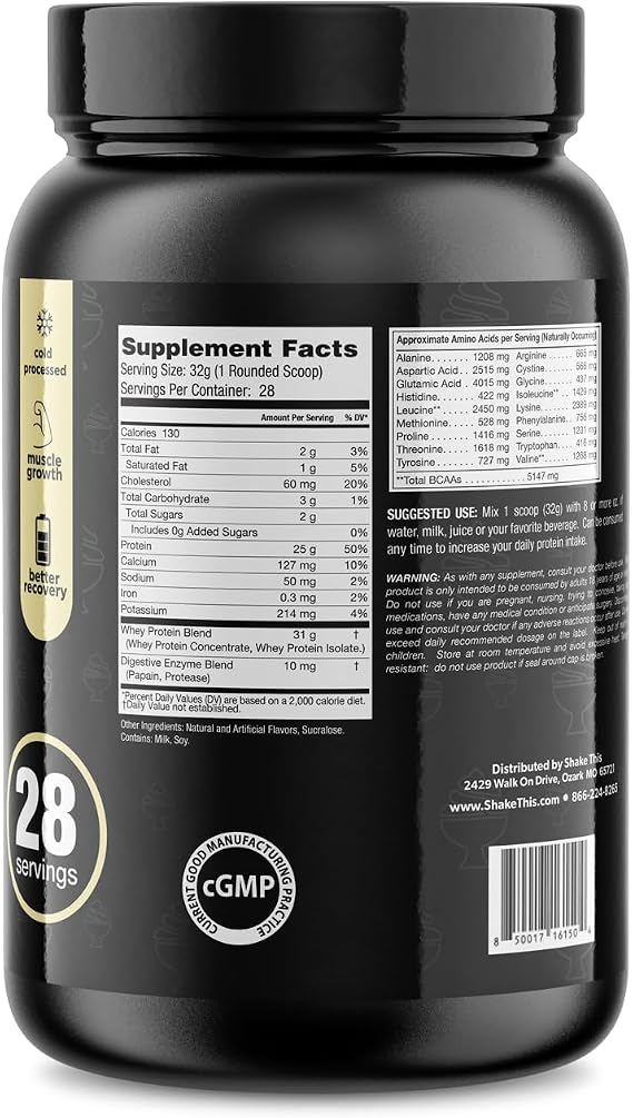 Whey Protein Powder- Post Workout Whey Protein Isolate for Muscle Recovery, Non-GMO, Superior Taste, BCAAs, Tested and Certified, Smooth Vanilla, 2 Pounds