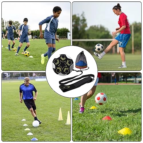 wadafen Set de Entrenamiento de Fútbol - Patada Entrenador con 20 Sombreros de Entrenamiento, Conjunto Deportivo, Entrenador Patada de Cordones Ajustable, Sombreros De Plástico Coloridos para Regalos - imagen 7