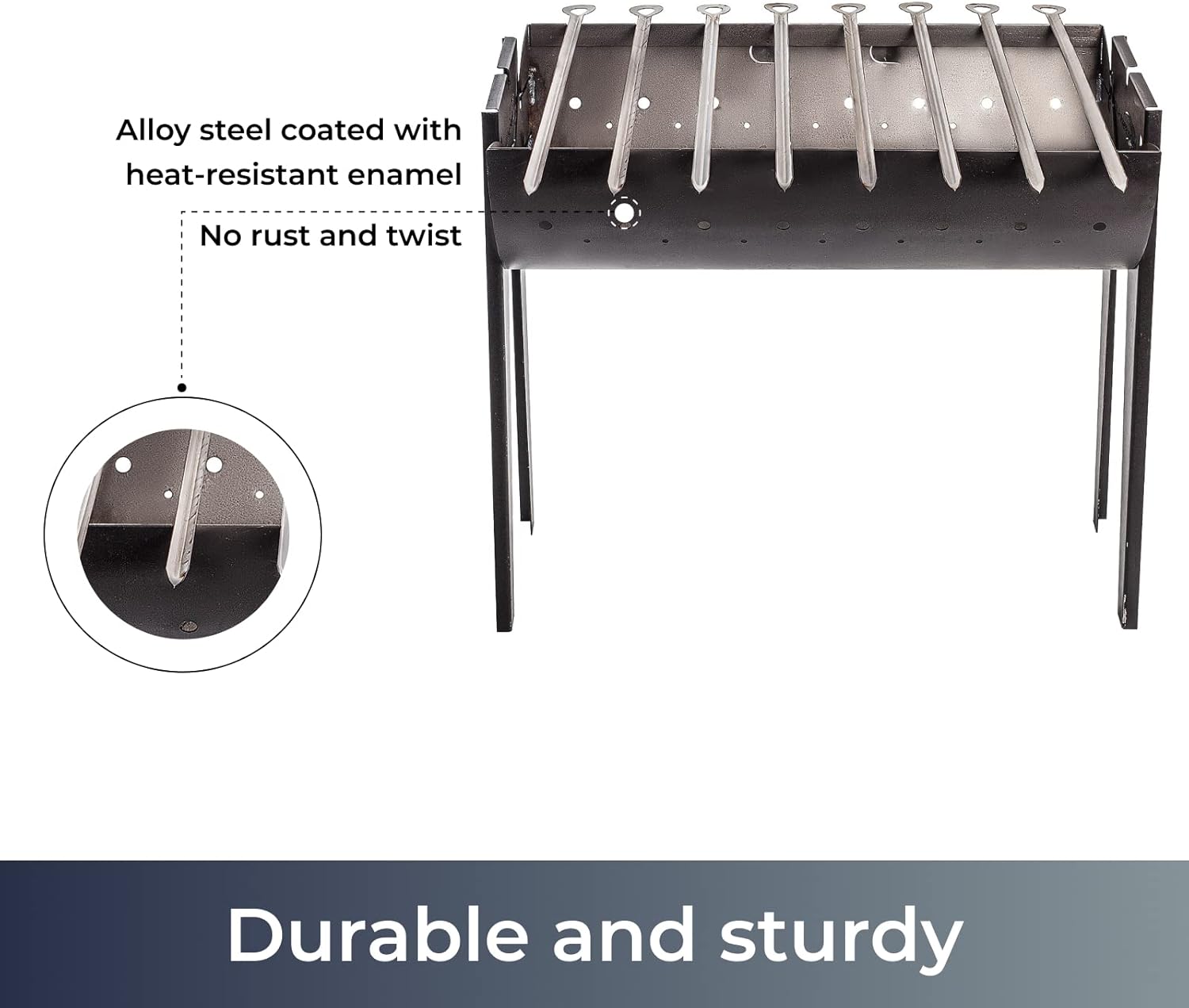A person assembling the SYTON Mangal Grill by attaching the legs to the main body.