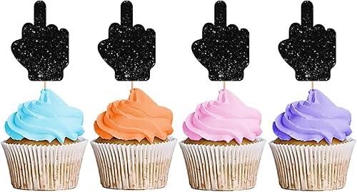 Miniatura 1 de 24 adornos para cupcakes de dedo medio, decoraciones de pasteles de fiesta de divorcio, divertidas selecciones de postres de postre, decoración de