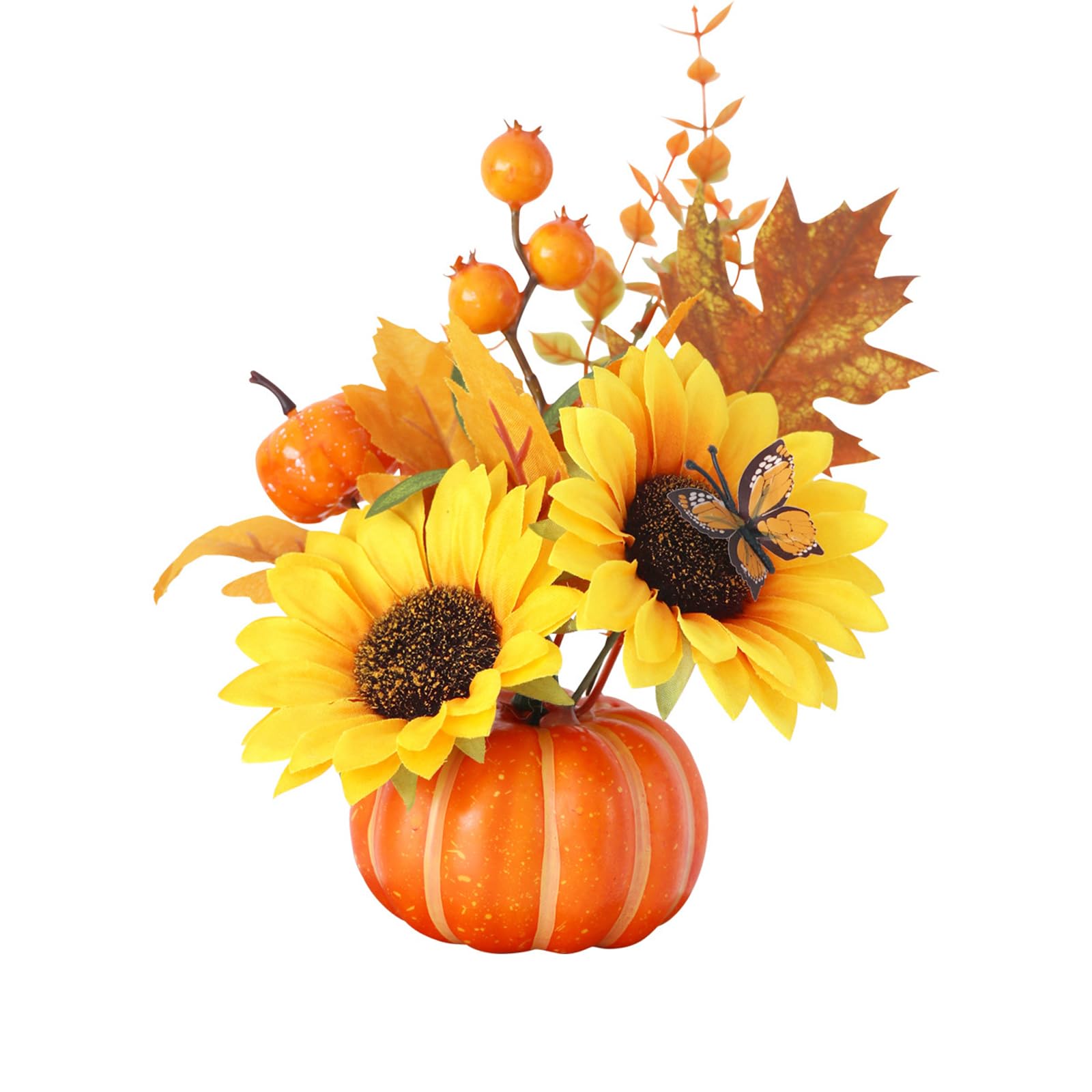 Autumn Home Accent Faux Pumpkin Arrangement for Tabletop Display and Thanksgiving Centerpiece Styling, 1 Piece Harvest Tabletop Decoration Thanksgiving Centerpiece Autumn Mantel Decoration Seasonal