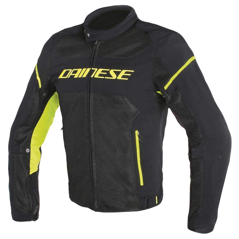 Dainese Air Frame D1 Tex Jacket, Windproof Motorcycle Jacket, Men, Black/White/Fluo-Red, 44