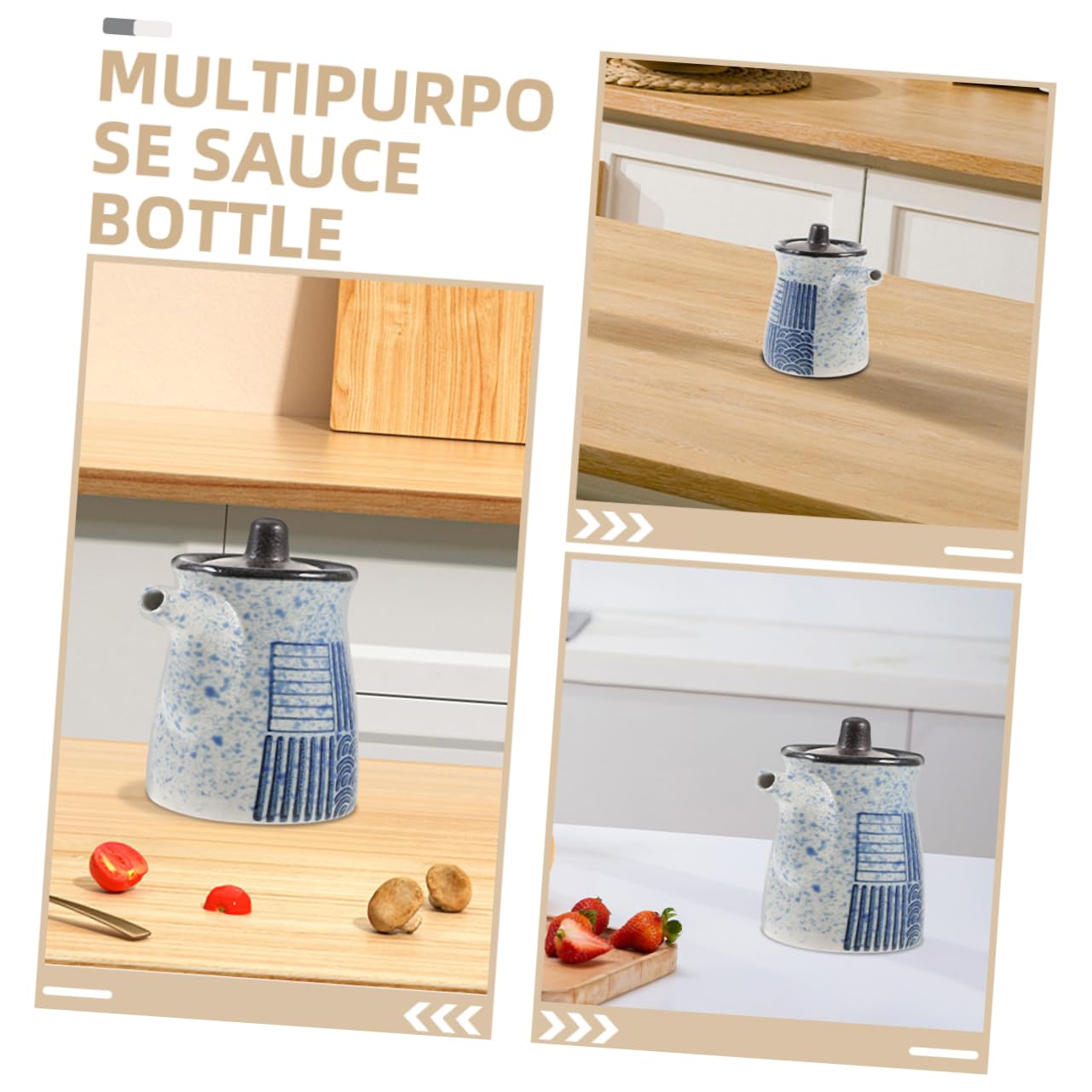 Bottiglia di aceto di olio, 2 pezzi Bottiglia di condimento giapponese I Am Salsa di salice Barattolo di aceto giapponese Dispenser di aceto Bottiglie di salsa di soia in ceramica Pentola di aceto Pen