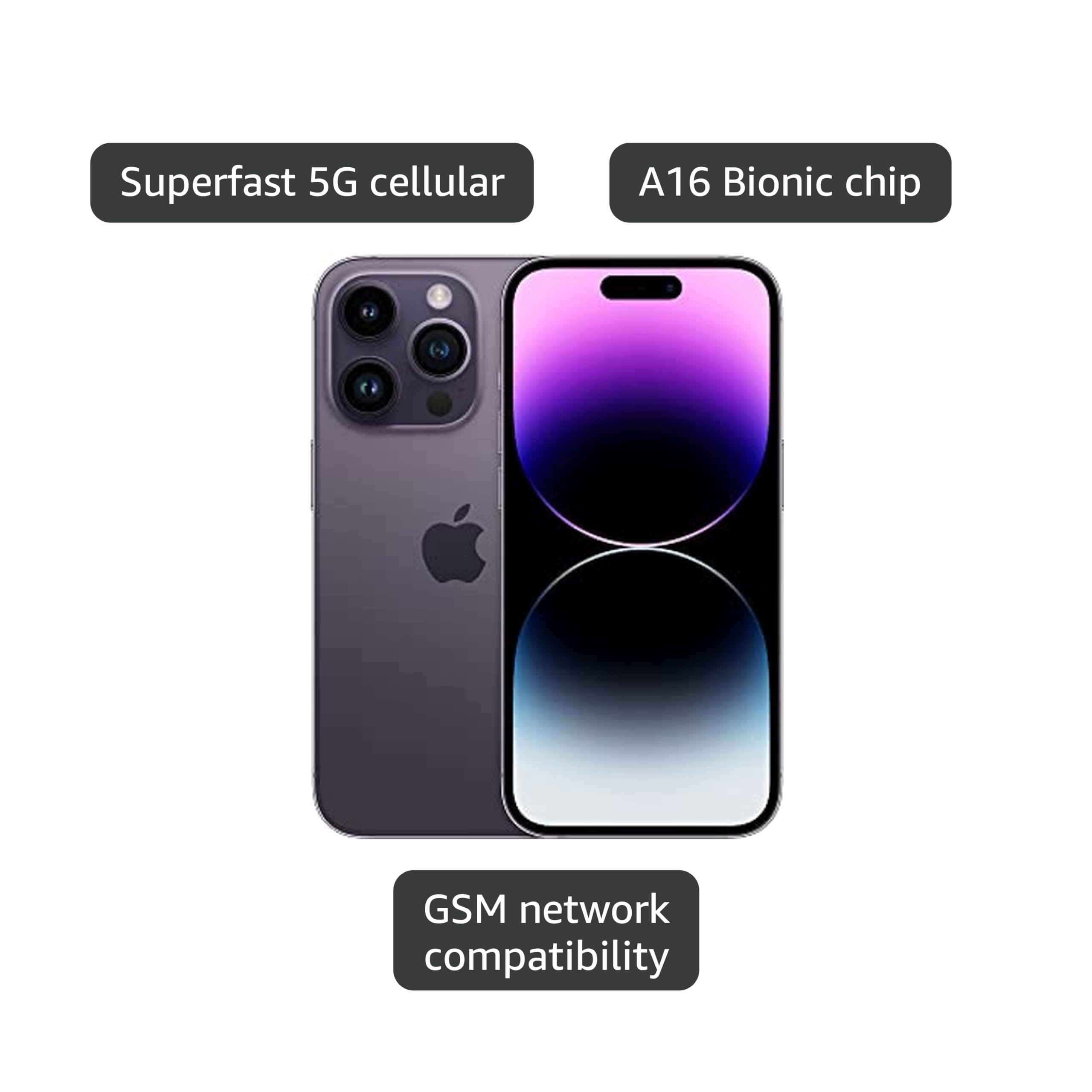 Amazon.com: Apple iPhone 14 Pro, 128GB, Deep Purple for GSM