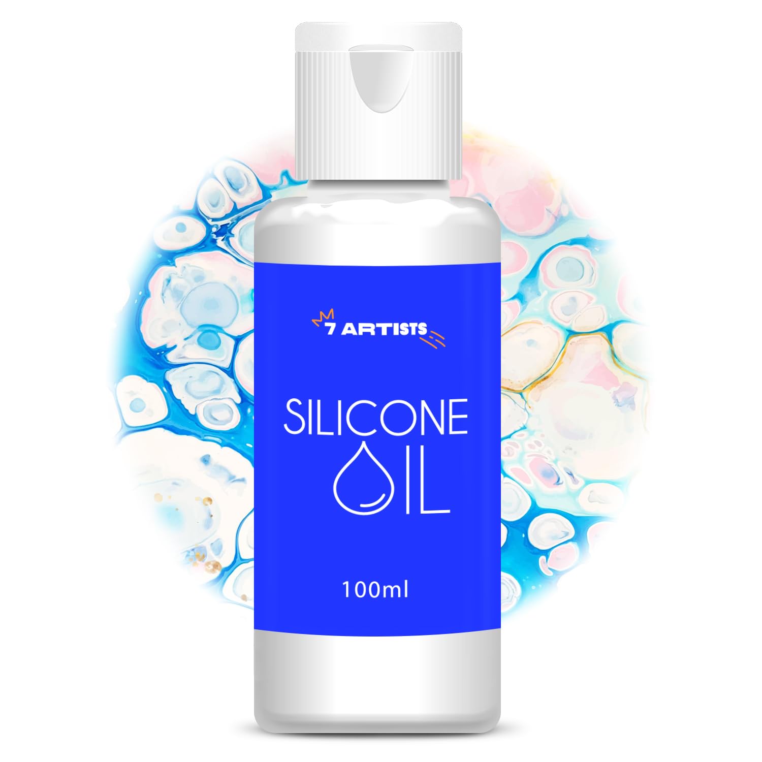 7 Artists 100 Ml Silicone Oil For Pouring Silicone Oil For Acrylic Pouring 100 Ml – Professional Clear Silicone Oil For Creating Cell Effects With Acrylic Paints | Dramatic Cell Activator For Pouring & Fluid Art Techniques