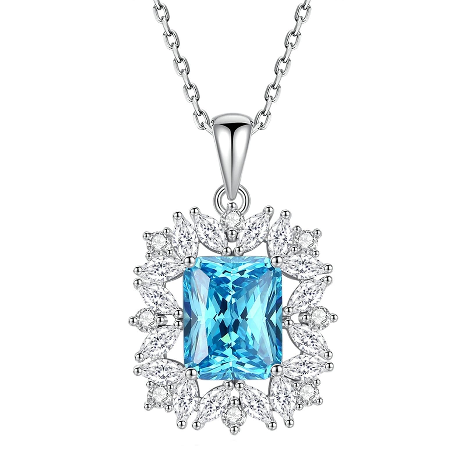 Naszyjnik z żółtego złota 18K 750 z radianem niebieski topaz, luksusowy wisiorek 45 cm