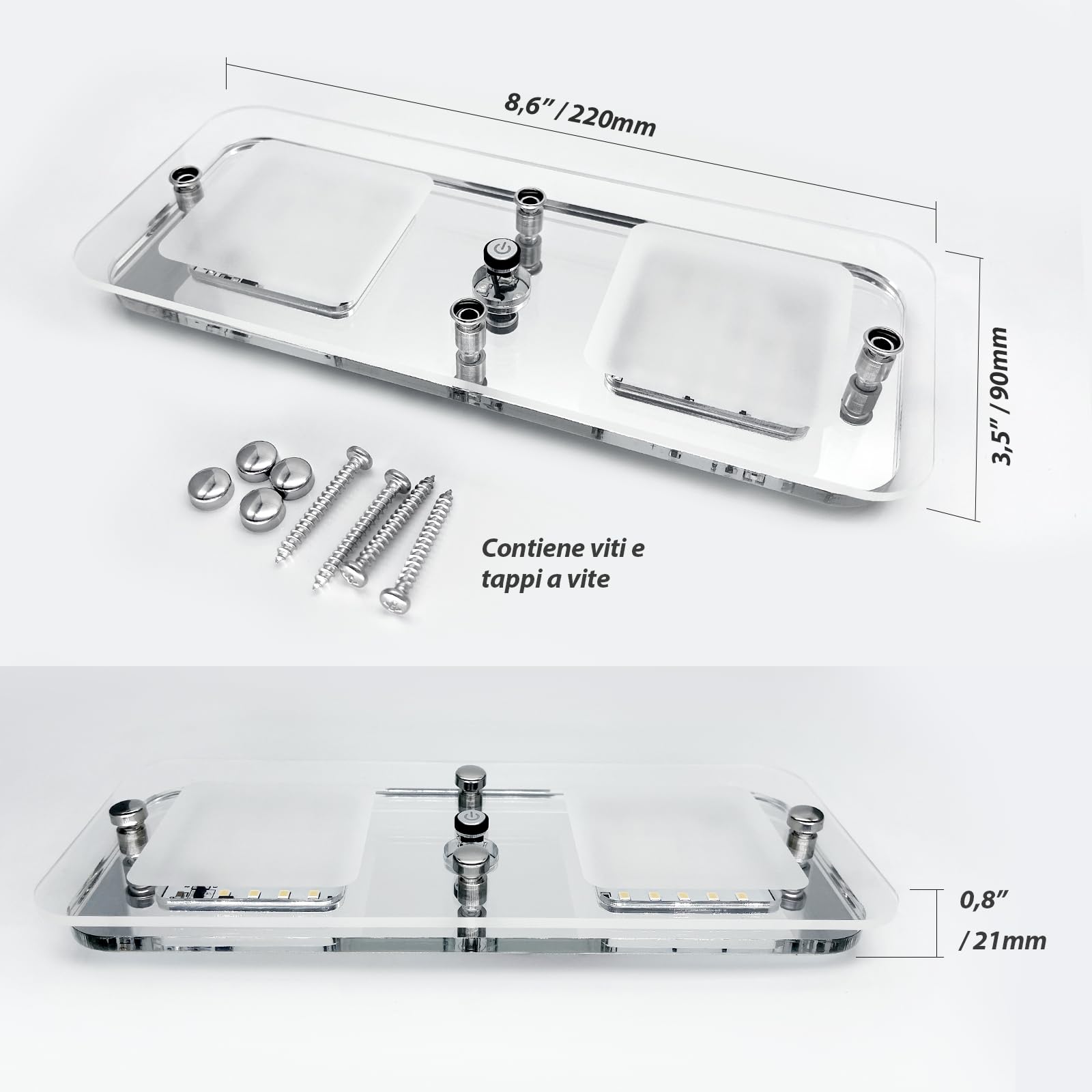 Dream Lighting Plafoniera per Camper LED 12v Illuminazione LED Interni Dimmerabile 3000K Bianco Caldo con Indicatore Blu