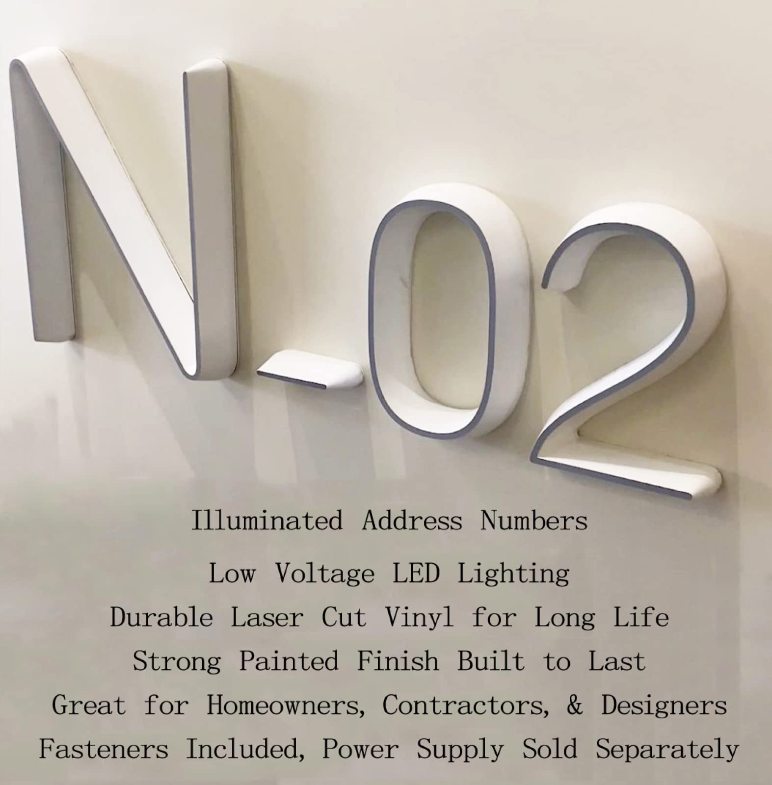 Placas De Números De Casa LED Retroiluminados Acero Inoxidable Moderno 10" Para Exteriores Números De Dirección Iluminados Para Casa Carteles De Dirección Iluminados Para Casa