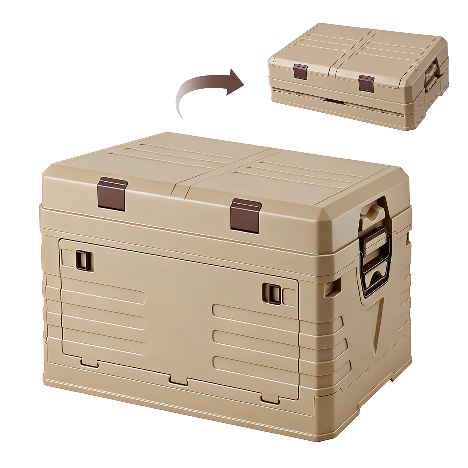 Contenedor Plegable 60L SolarPlay, Cubo de Almacenamiento con Tapas, Asas y Doble Capa, 2 Puertas para Acampada y Picnic