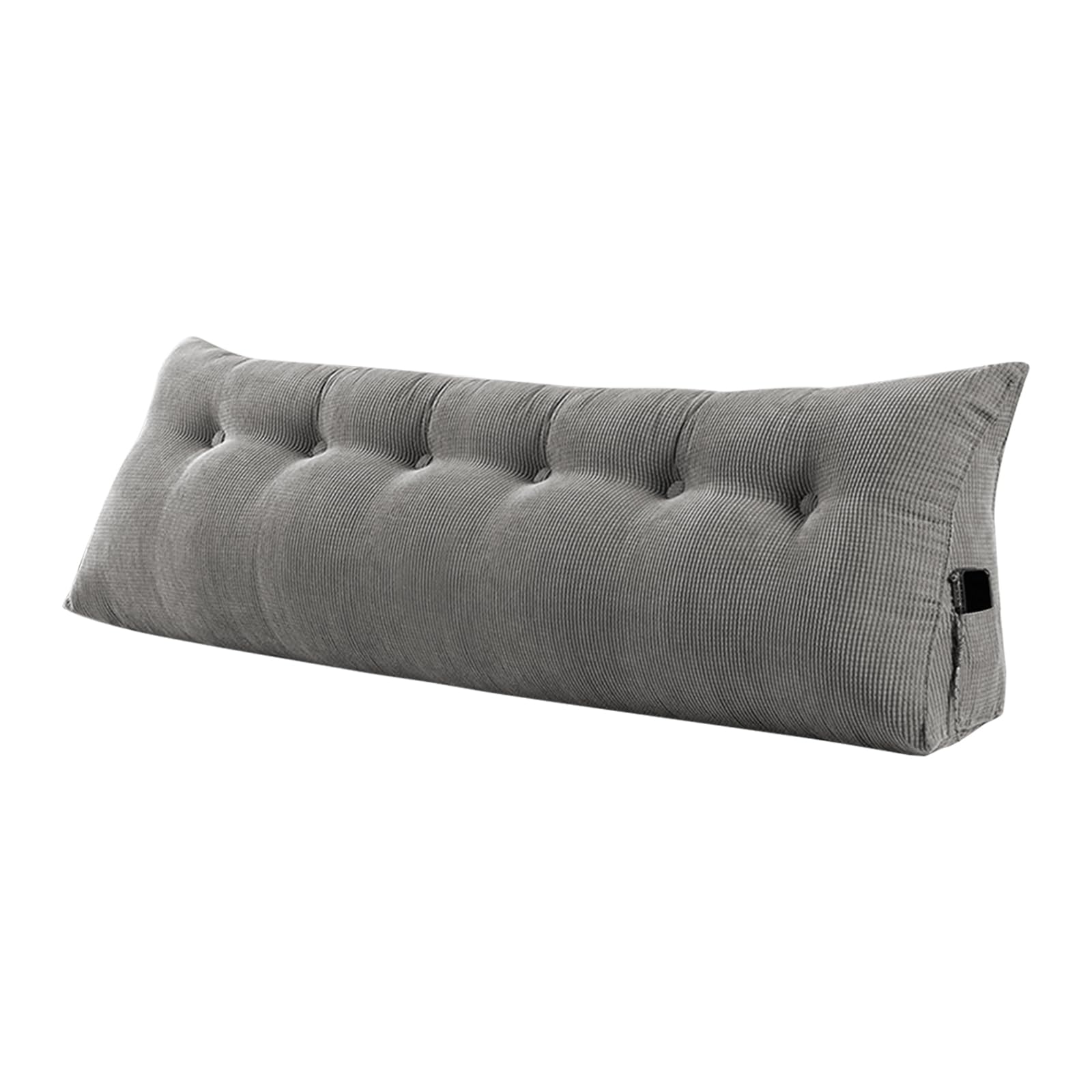 HUOLE - Cojín de apoyo para la espalda, gran cojín triangular para sofá y cama, respaldo y cabecero con funda extraíble y lavable, práctico bolsillo lateral, 180 x 50 x 20 cm, color gris
