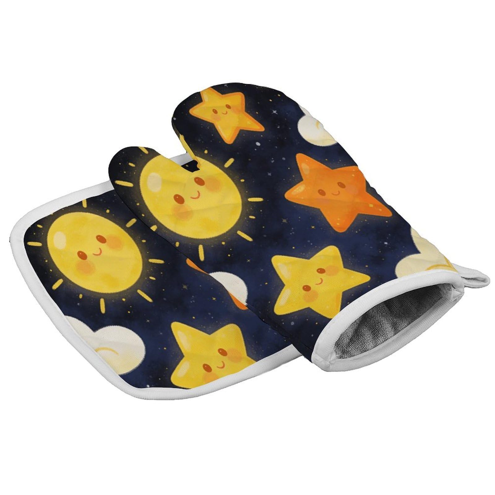Fodpand Style Starry Sky Oven Mitt Set With Lanyard, Cooking Mitt, Protective Thermal Insulation,Kitchen Mitt For Baking, Cooking, Grilling, Microwave