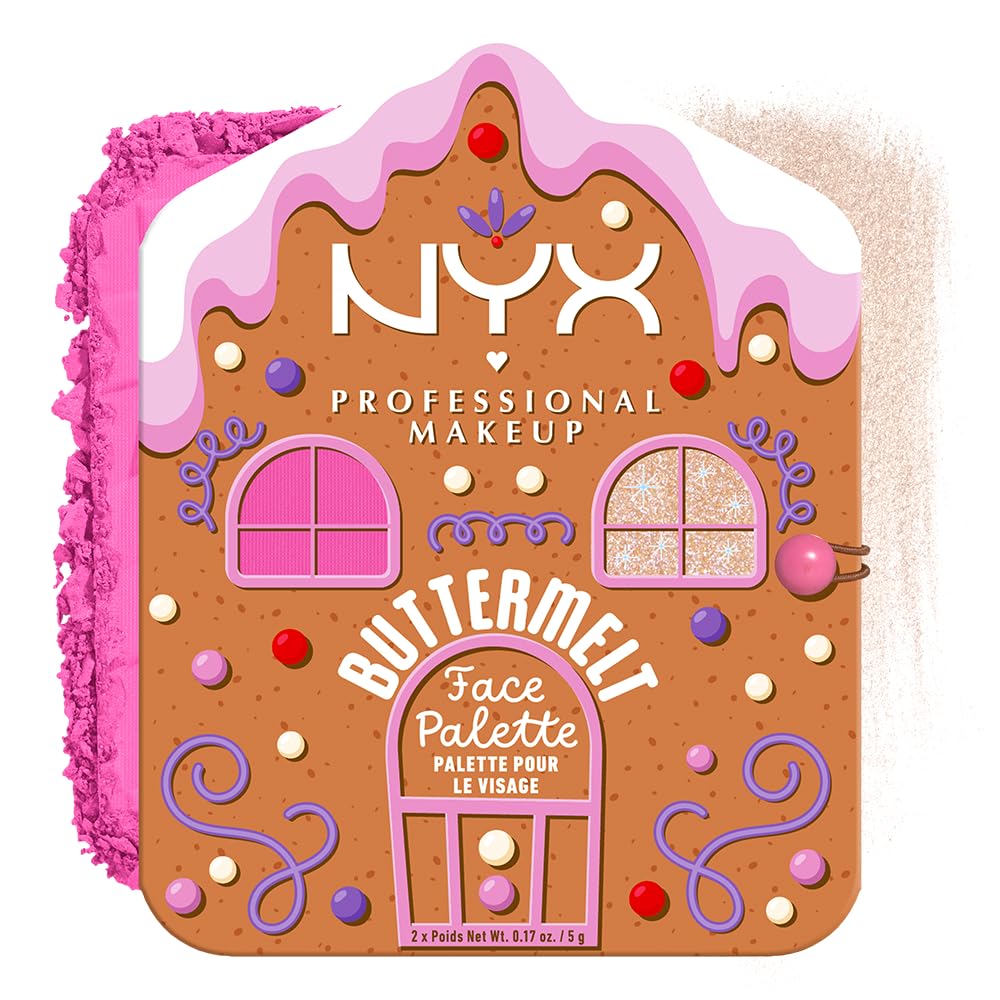 NYX Professional Makeup Palette Duo Blush & Illuminante, formula sfumabile e colore luminoso, fino a 12 ore di tenuta, Buttermelt, Shade: 01 Light Medium, 10 g