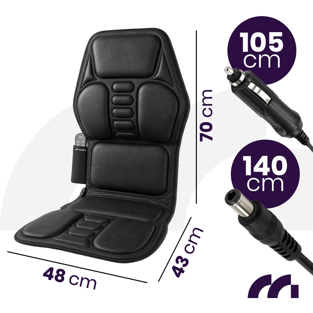 MalTec Vibrierende Massagematte für den Sessel mit Heizfunktion für das Auto