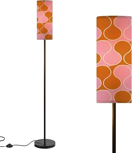 Lámparas de pie modernas de mediados de siglo para sala de estar, estilo retro vintage de los años 70, onduladas, doradas, rosas, con pantalla de