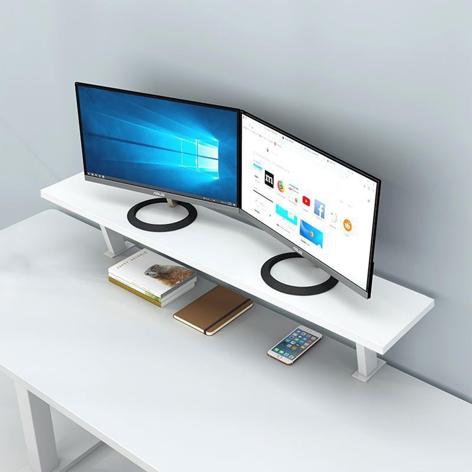 Klemmbares Schreibtisch Organizer Regal, Adjustable Desk Shelf Clamp Tischverlängerung Mobile Aufbewahrungsregal für Büro Home Schule Modernes Design Tischzubehör (80x20 cm)