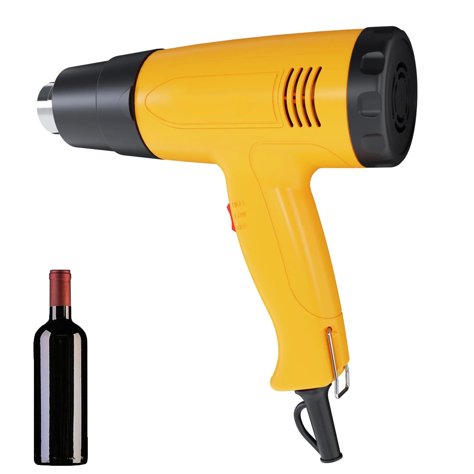 Selladora De Cápsulas De Vino, Pistola Termoretráctil Manual 2000W Con Mango Antideslizante, Segunda Velocidad Ajustable Y Flujo De Aire 250-500L/MIN, Calentamiento Rápido, Para Cápsulas De PVC