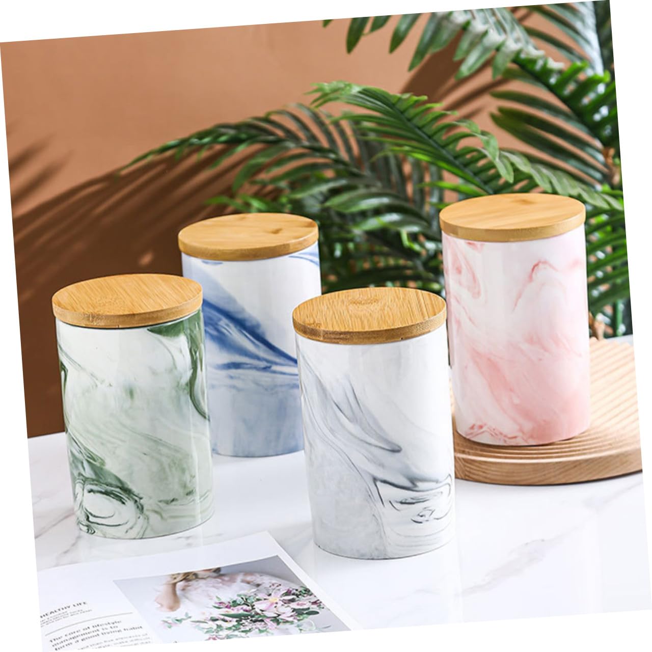 Cabilock Contenedores de Cerámica Elegantes de Color Verde para Almacenar Alimentos Botes Sellados para Té Azúcar Sal Pimienta Y Dulces