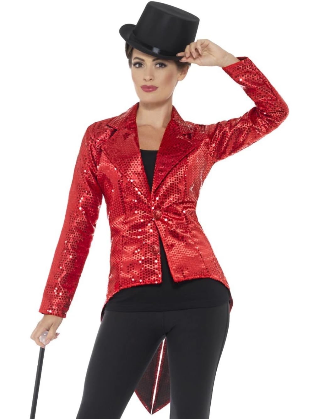 Smiffys Sequin Tailcoat Jacket, Ladies, Red Halloween und Karneval
