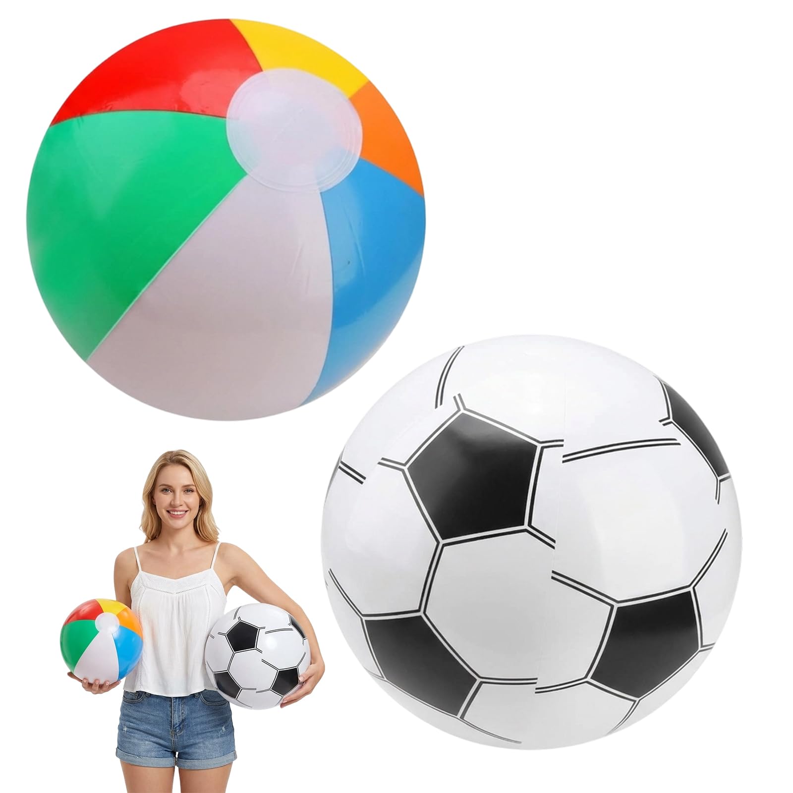 Gubilacrum Beach Ball, Two-Piece Inflatable Ball Set, Two Sizes 22cm and 27cm Diameter, Swimming Pool Balls for Outdoor Activities, Suitable for Use in Different Environments