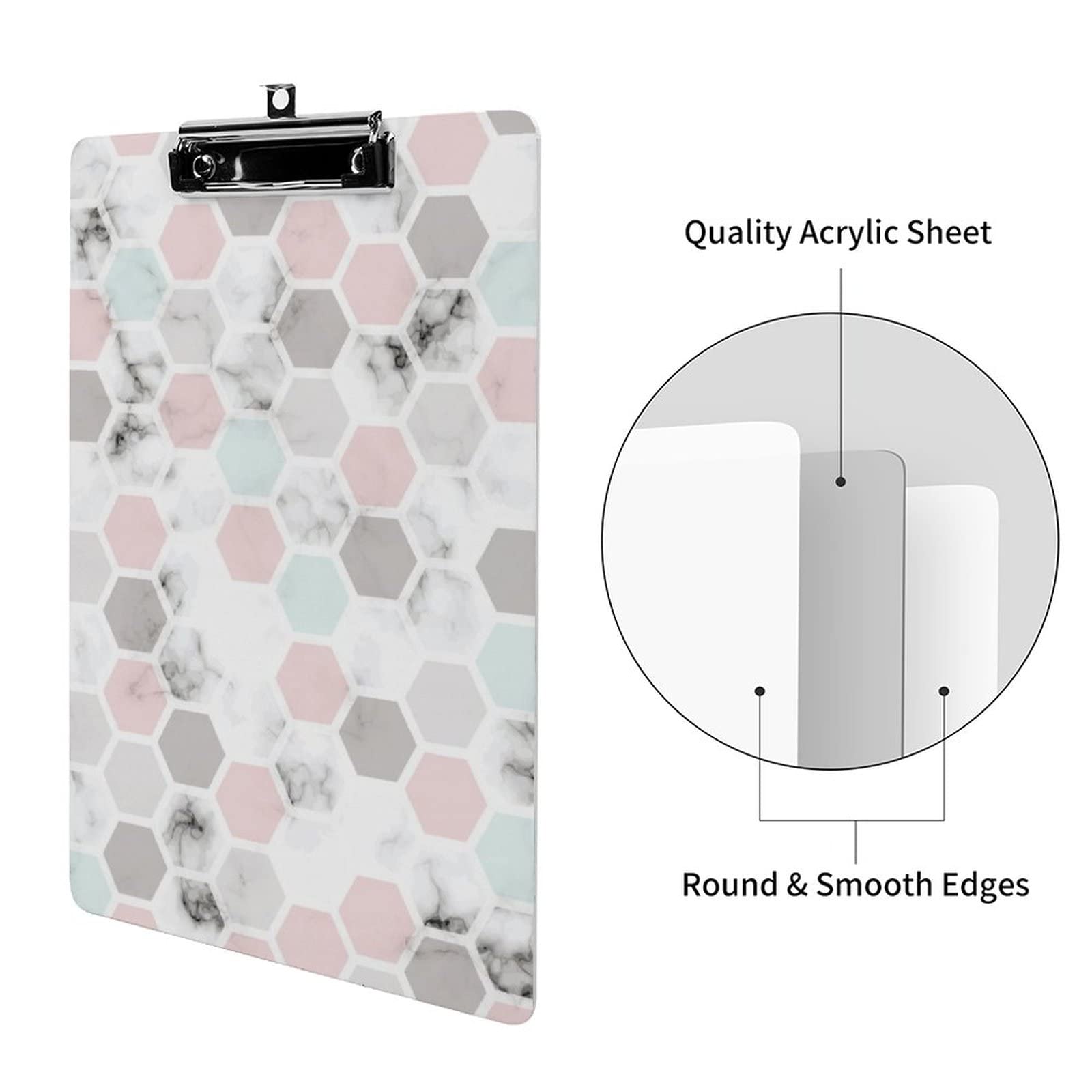 Marmo formato A4 Appunti Divertente Estetica Lavoro Studio Lettera Standard Clip Board 1 × 8.5 pollici Pannello rigido per Scuola Aula Bambini Scrivere Disegno