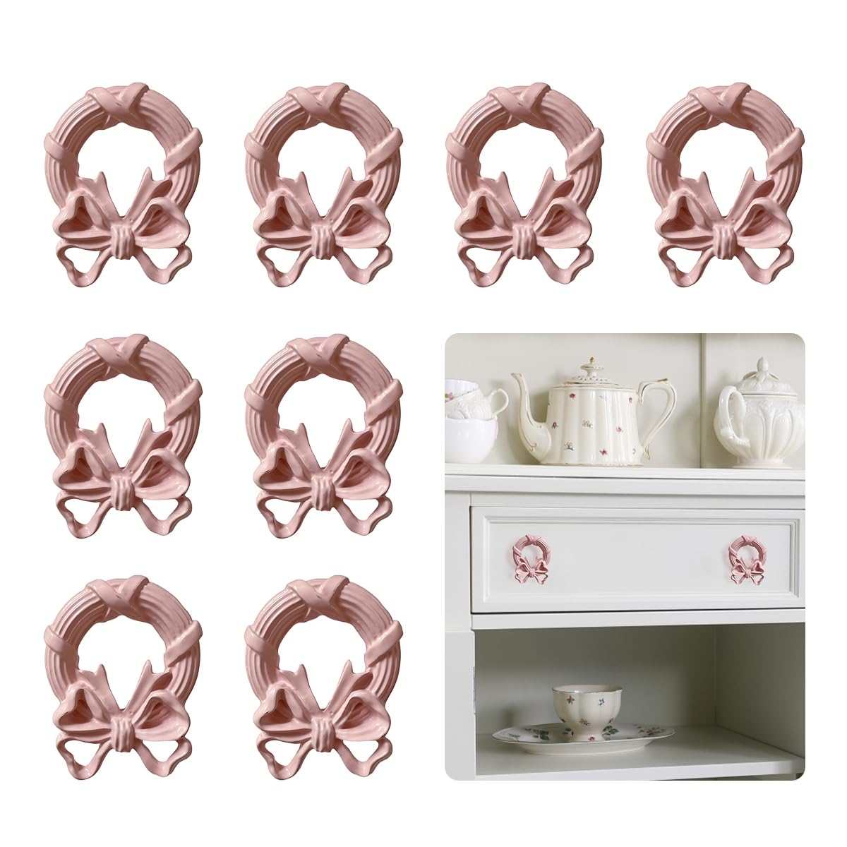 Poignée nœud rose pour commode et armoire de chambre d'enfant