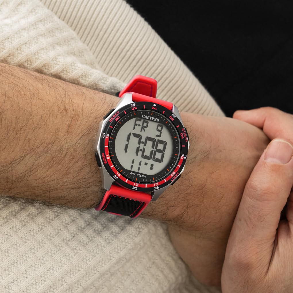 Calypso Orologio Digitale Uomo in Gomma Nero rosso