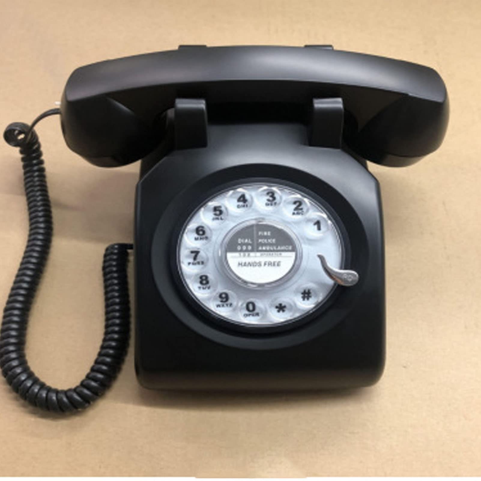 Telefono retrò con Filo per la casa Telefono Fisso Multifunzione Telefono con Filo Rotante Replica di Un Telefono Antico Dimensioni suoneria Regolabile per Ufficio di Hotel (Nero)