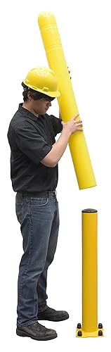 Miniatura 3 de Vestil BPC-4 - Cubierta para poste de bolardo de polietileno de baja densidad, 52 pulgadas x 5 pulgadas, color amarillo